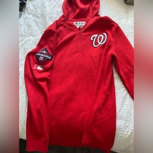 Washington Nationals waffle knit quarter zip hood - World Series 2019 - size S